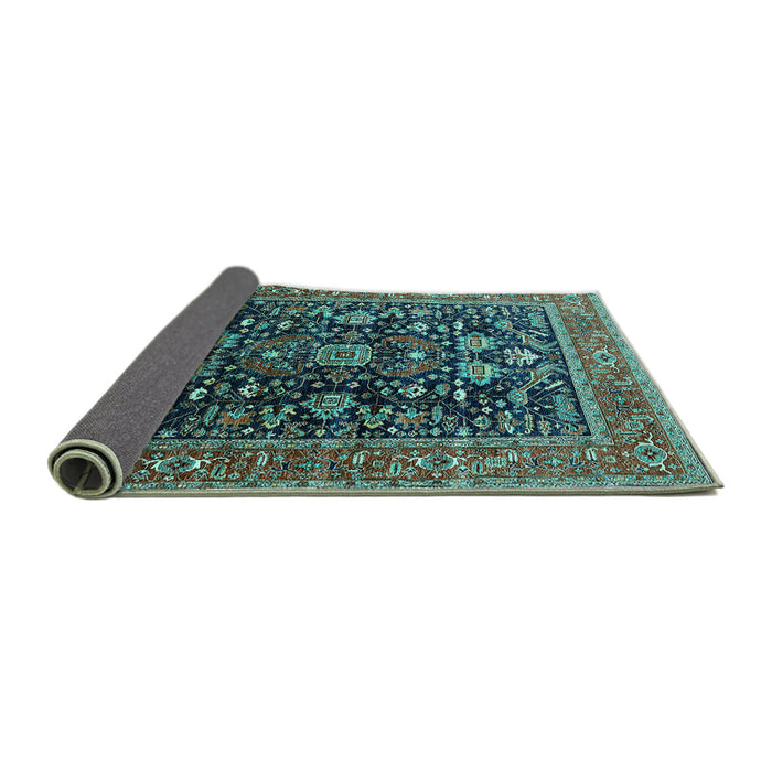 Sideview of Oriental Turquoise Industrial Rug, urb2370turq