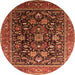 Round Machine Washable Oriental Orange Industrial Area Rugs, wshurb2370org