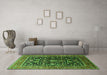 Machine Washable Oriental Green Industrial Area Rugs in a Living Room,, wshurb2370grn