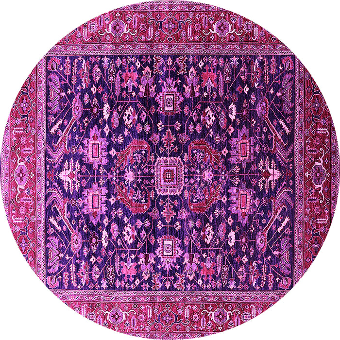 Round Machine Washable Oriental Pink Industrial Rug, wshurb2370pnk