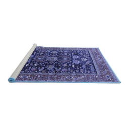 Sideview of Machine Washable Oriental Blue Industrial Rug, wshurb2370blu