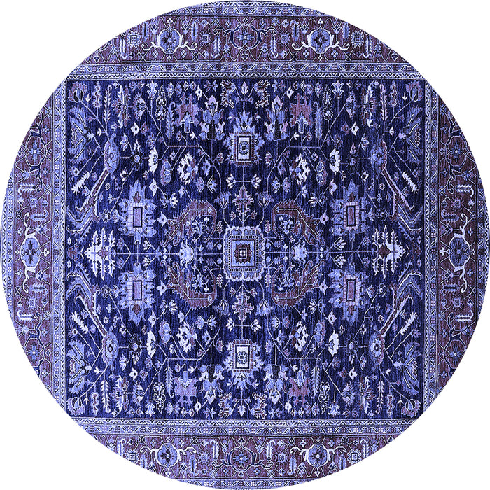 Round Oriental Blue Industrial Rug, urb2370blu