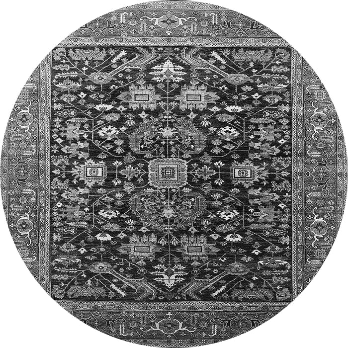 Round Oriental Gray Industrial Rug, urb2370gry