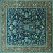 Square Oriental Turquoise Industrial Rug, urb2370turq