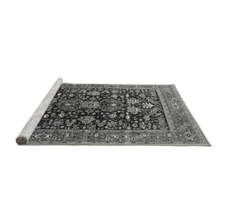 Sideview of Machine Washable Oriental Gray Industrial Rug, wshurb2370gry