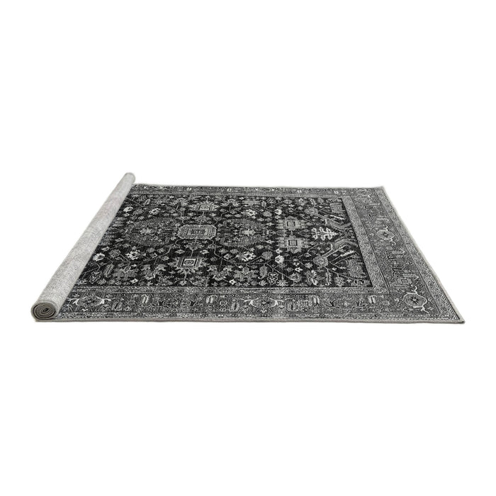Sideview of Machine Washable Oriental Gray Industrial Rug, wshurb2370gry