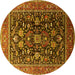 Round Oriental Yellow Industrial Rug, urb2370yw