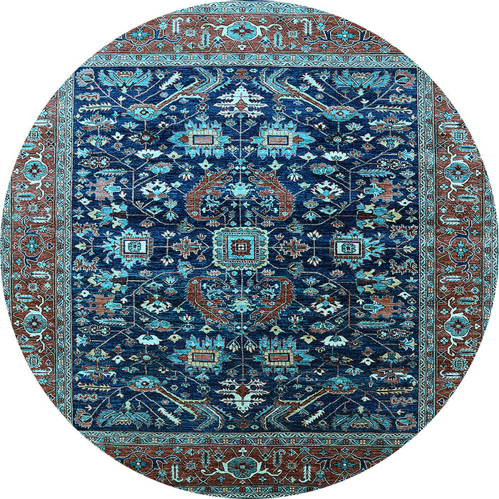 Round Oriental Light Blue Industrial Rug, urb2370lblu