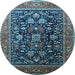 Round Oriental Light Blue Industrial Rug, urb2370lblu