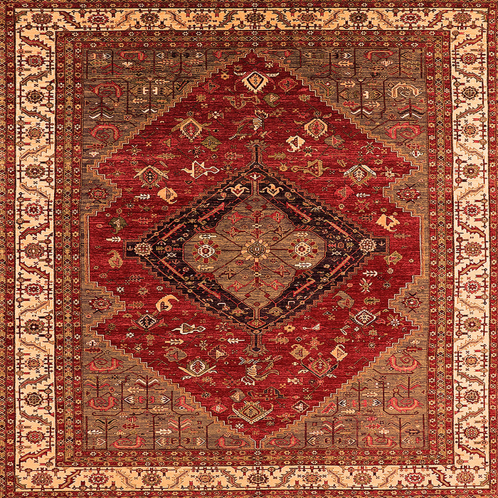 Square Persian Orange Traditional Rug, urb2371org