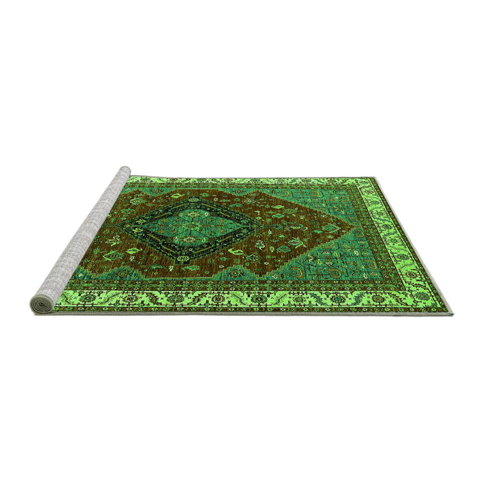 Sideview of Machine Washable Persian Green Traditional Area Rugs, wshurb2371grn