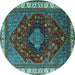 Round Persian Turquoise Traditional Rug, urb2371turq