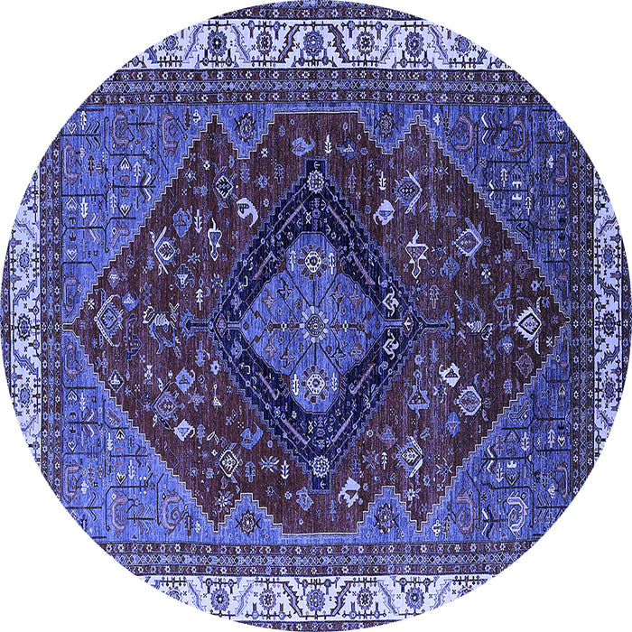 Round Persian Blue Traditional Rug, urb2371blu