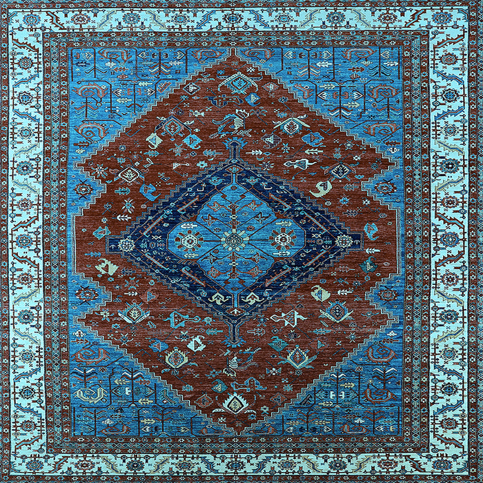 Square Persian Light Blue Traditional Rug, urb2371lblu
