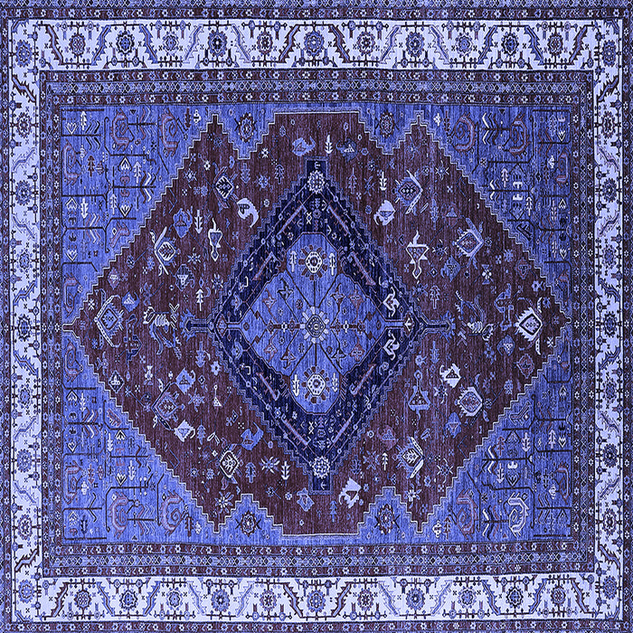 Square Machine Washable Persian Blue Traditional Rug, wshurb2371blu