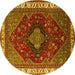 Round Machine Washable Persian Yellow Traditional Rug, wshurb2371yw