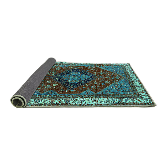 Sideview of Persian Turquoise Traditional Rug, urb2371turq