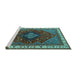 Sideview of Machine Washable Persian Turquoise Traditional Area Rugs, wshurb2371turq