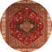 Round Persian Orange Traditional Rug, urb2371org