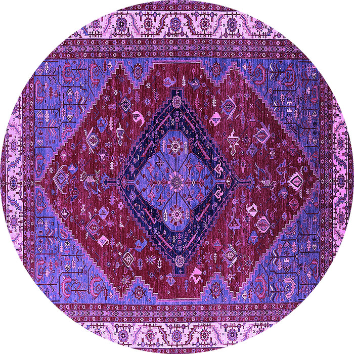 Round Machine Washable Persian Purple Traditional Area Rugs, wshurb2371pur