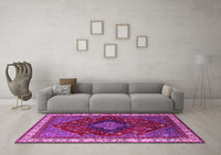 Machine Washable Persian Pink Traditional Rug, wshurb2371pnk