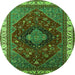 Round Persian Green Traditional Rug, urb2371grn