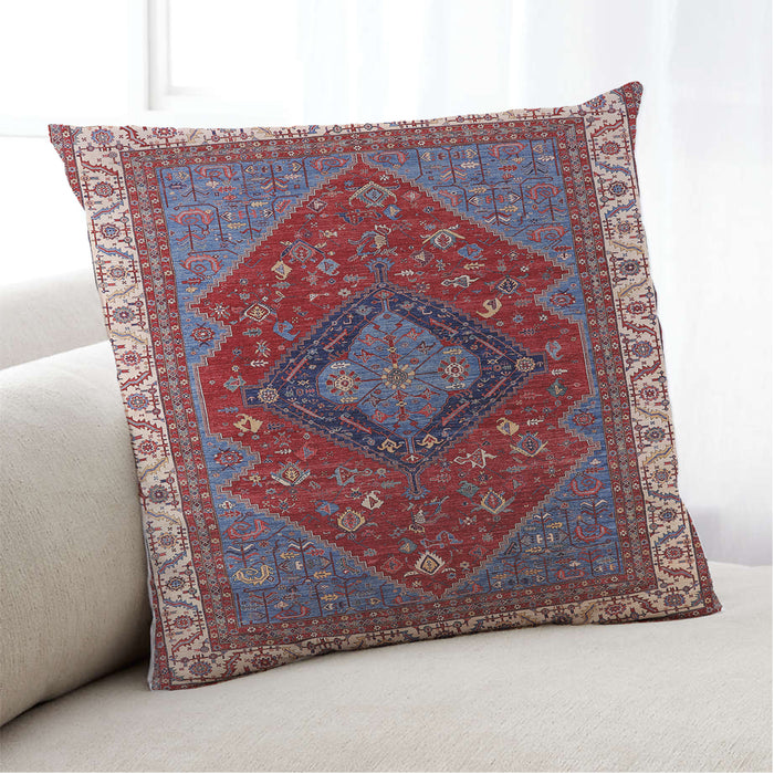 Lifestyle Image of Mid-Century Modern Urban Square Rosy Brown Pink Throw Pillow, 18 inch by 18 inch, pwurb2371