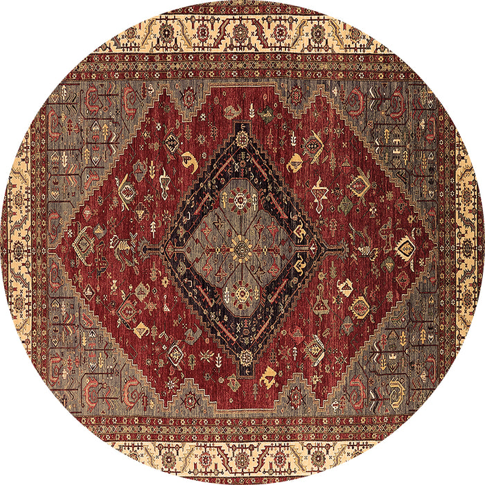 Round Persian Brown Traditional Rug, urb2371brn