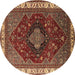 Round Persian Brown Traditional Rug, urb2371brn