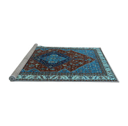Sideview of Machine Washable Persian Light Blue Traditional Rug, wshurb2371lblu