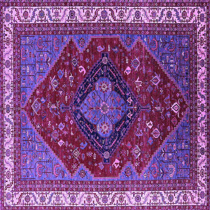Square Machine Washable Persian Purple Traditional Area Rugs, wshurb2371pur