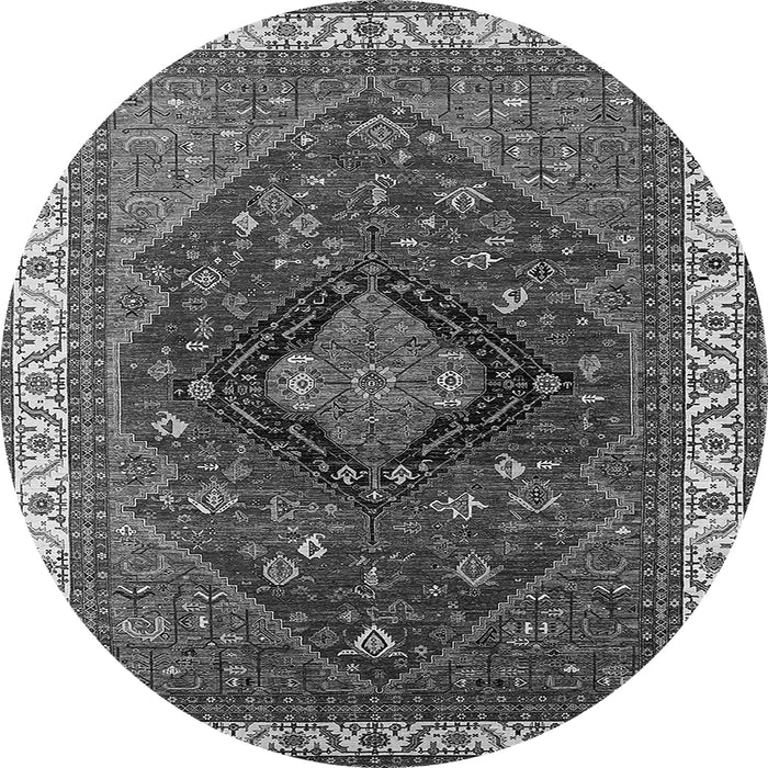 Round Persian Gray Traditional Rug, urb2371gry