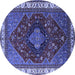 Round Machine Washable Persian Blue Traditional Rug, wshurb2371blu
