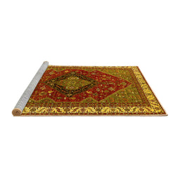 Sideview of Machine Washable Persian Yellow Traditional Rug, wshurb2371yw