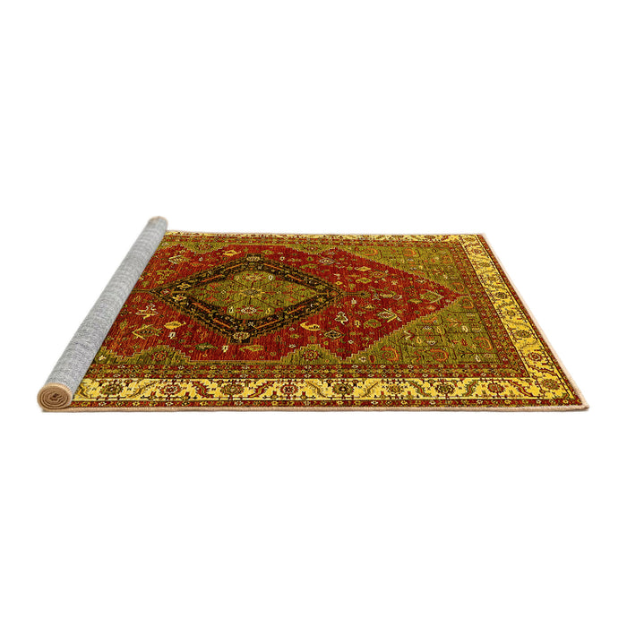 Sideview of Machine Washable Persian Yellow Traditional Rug, wshurb2371yw