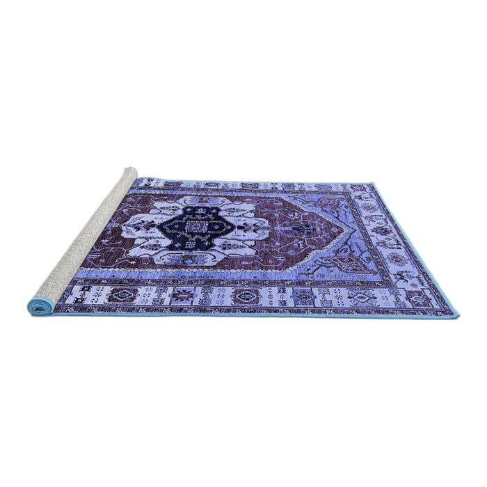 Sideview of Machine Washable Persian Blue Traditional Rug, wshurb2372blu
