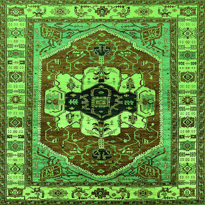 Square Machine Washable Persian Green Traditional Area Rugs, wshurb2372grn