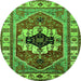 Round Machine Washable Persian Green Traditional Area Rugs, wshurb2372grn