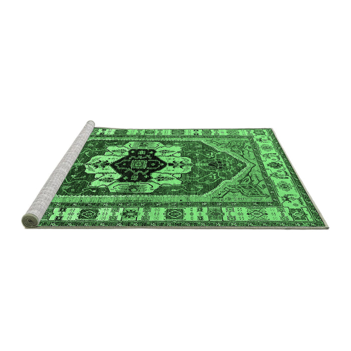 Sideview of Machine Washable Persian Emerald Green Traditional Area Rugs, wshurb2372emgrn