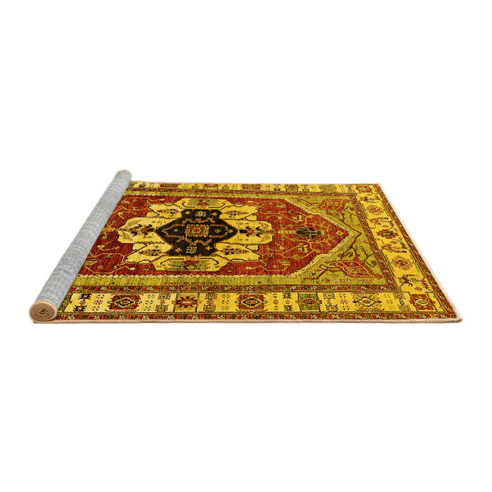 Sideview of Machine Washable Persian Yellow Traditional Rug, wshurb2372yw