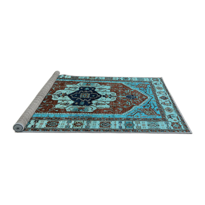 Sideview of Machine Washable Persian Light Blue Traditional Rug, wshurb2372lblu