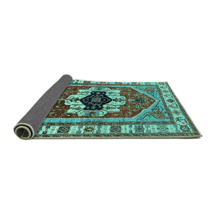Sideview of Persian Turquoise Traditional Rug, urb2372turq