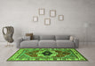 Machine Washable Persian Green Traditional Area Rugs in a Living Room,, wshurb2372grn