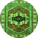 Round Persian Green Traditional Rug, urb2372grn