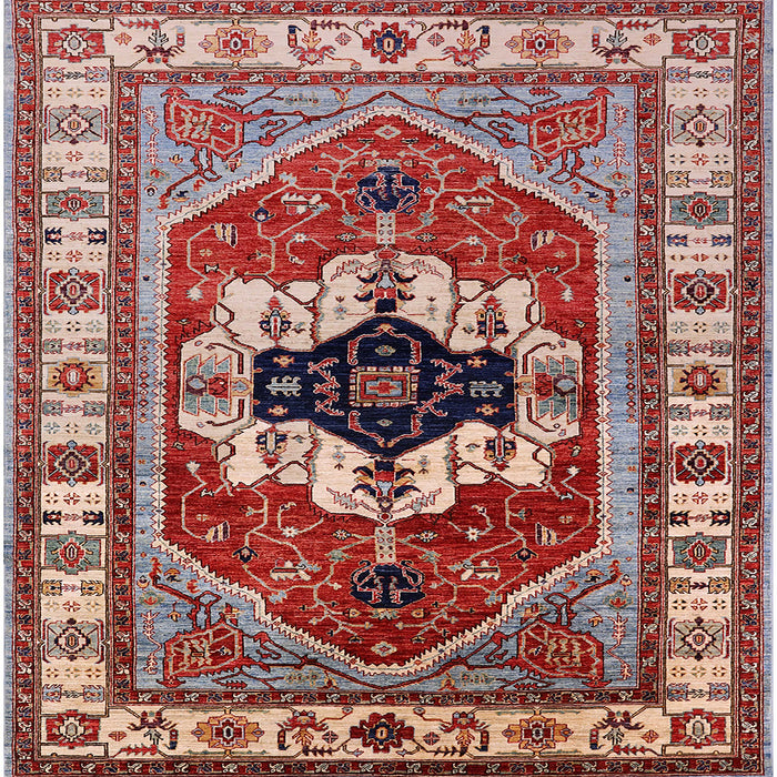 Square Mid-Century Modern Red Persian Rug, urb2372
