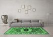 Machine Washable Persian Emerald Green Traditional Area Rugs in a Living Room,, wshurb2372emgrn