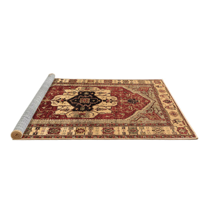 Sideview of Machine Washable Persian Brown Traditional Rug, wshurb2372brn
