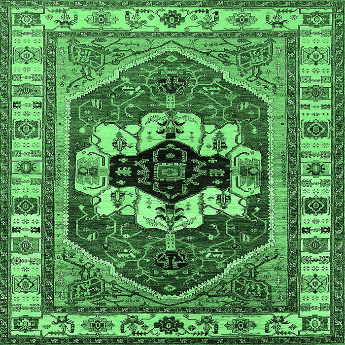 Square Persian Emerald Green Traditional Rug, urb2372emgrn