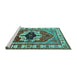 Sideview of Machine Washable Persian Turquoise Traditional Area Rugs, wshurb2372turq