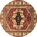 Round Machine Washable Persian Brown Traditional Rug, wshurb2372brn